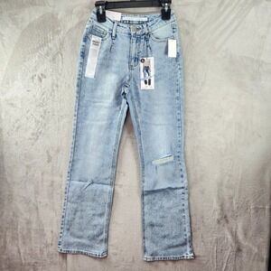 Tinseltown Relaxed Flare Jeans Hi-Rise Distressed Denim Wendover Wash Size 1/25‎